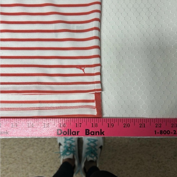 Puma Women's Everyday Striped White Glow/Salmon Pique Polo Shirt Multiple Sizes - Picture 10 of 16
